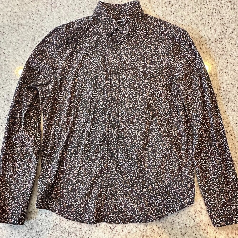 Express Men's Floral Long Sleeve Button-Down